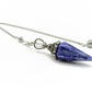 selection zen pendule duo pointe grand modèle sodalite avec perle 8mm cristal de roche et chaine argentée