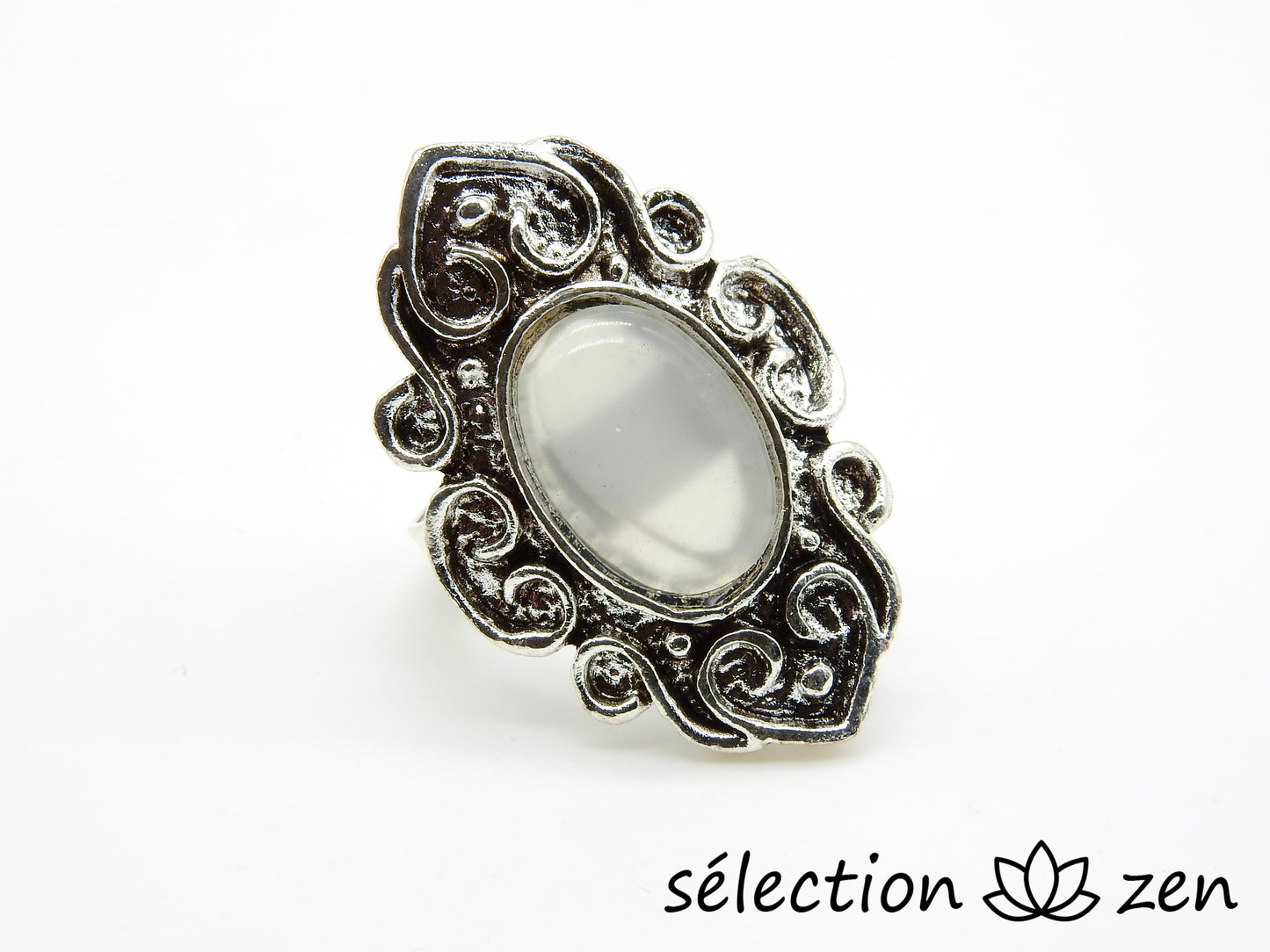 bague réglable agate blanche selection zen