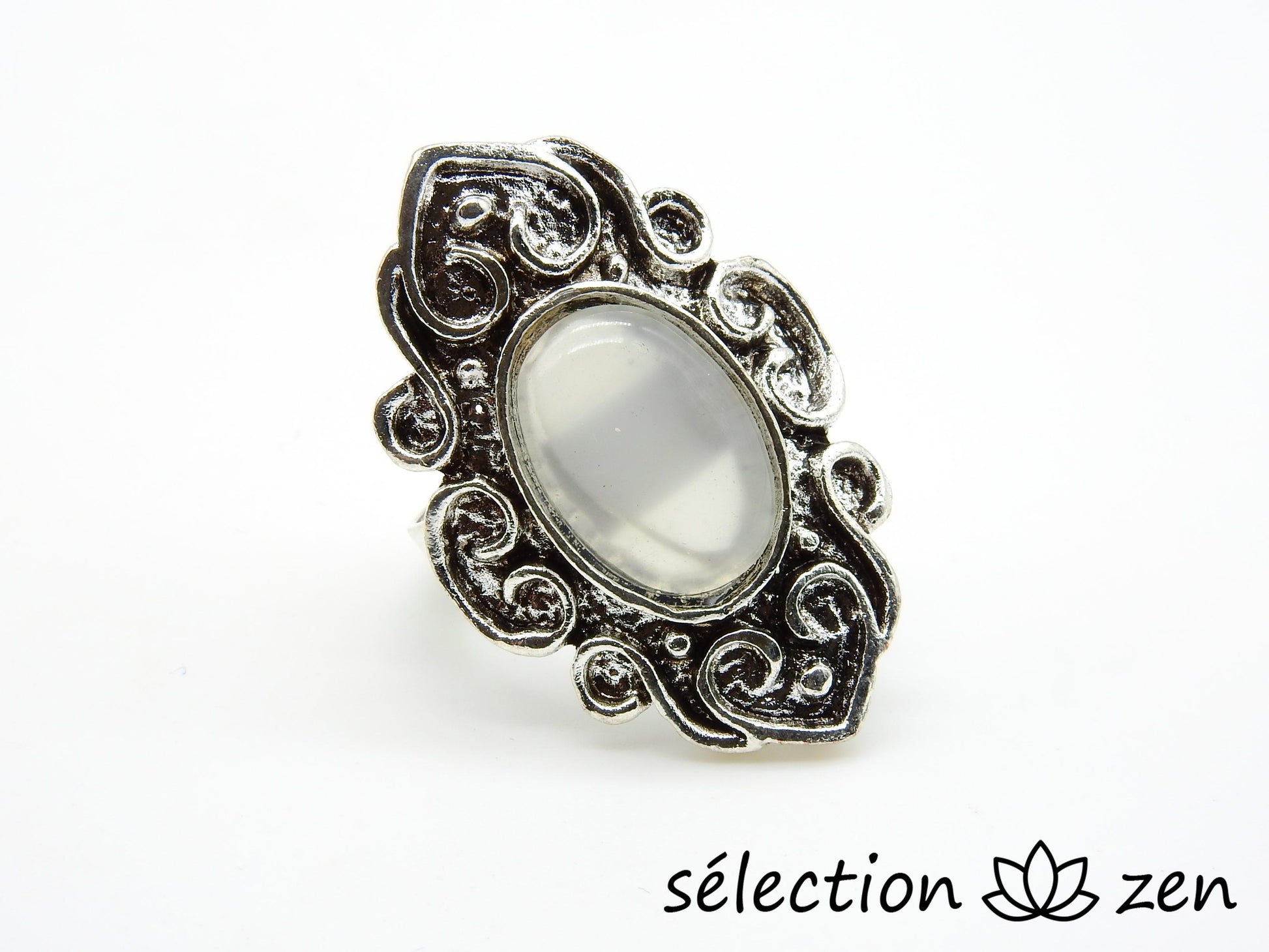 bague réglable agate blanche selection zen