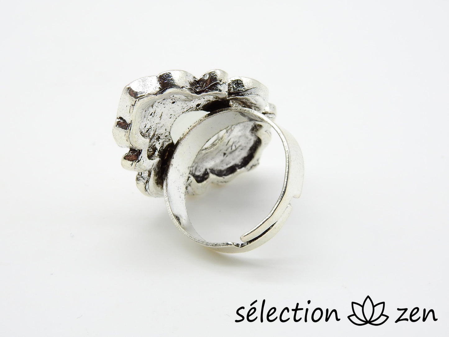 selection-zen bague agate blanche réglable