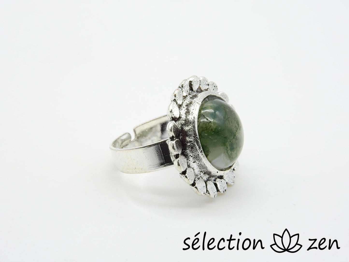 selection zen bague réglable agate mousse