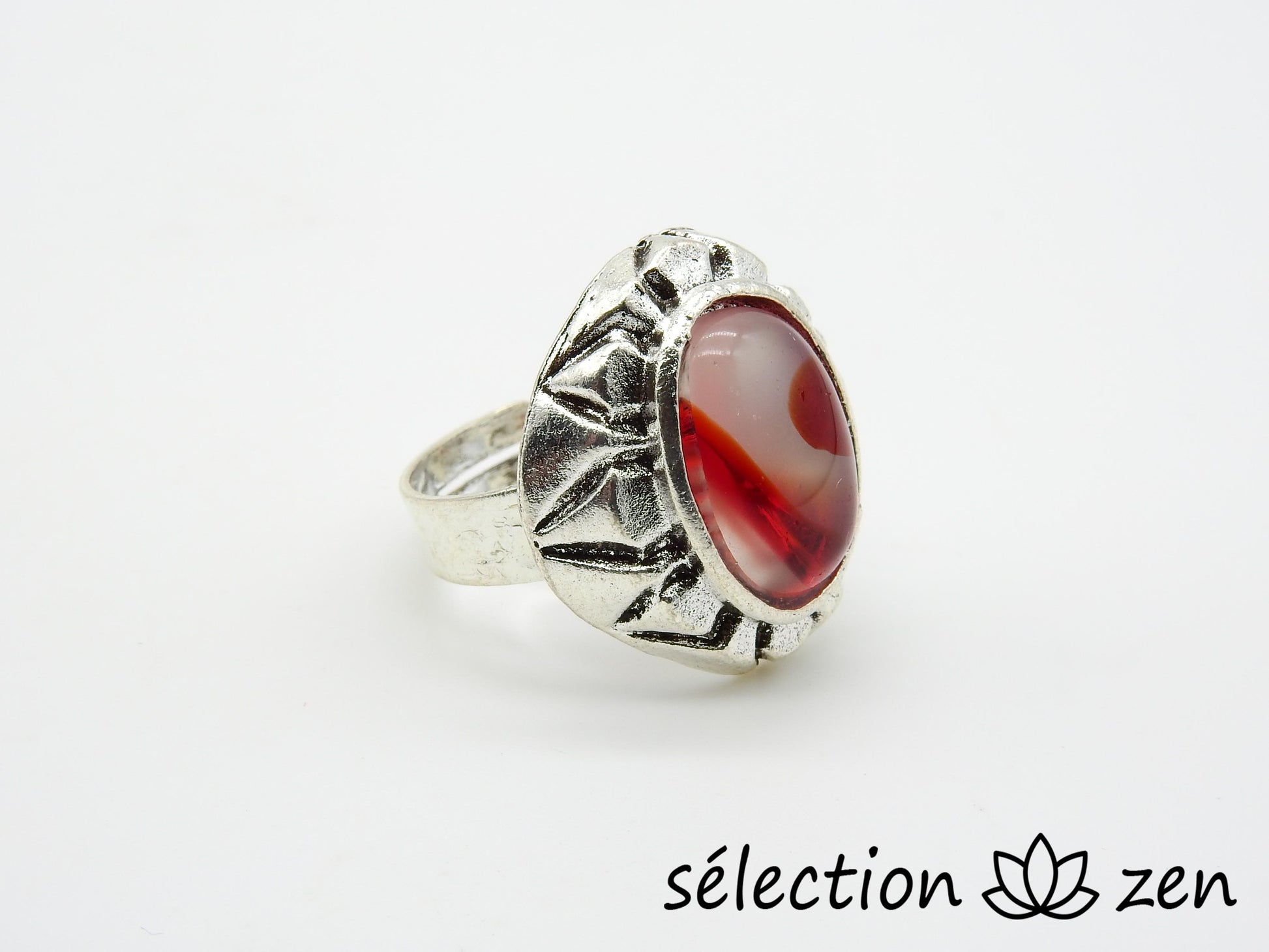 bague réglable agate rouge selection zen