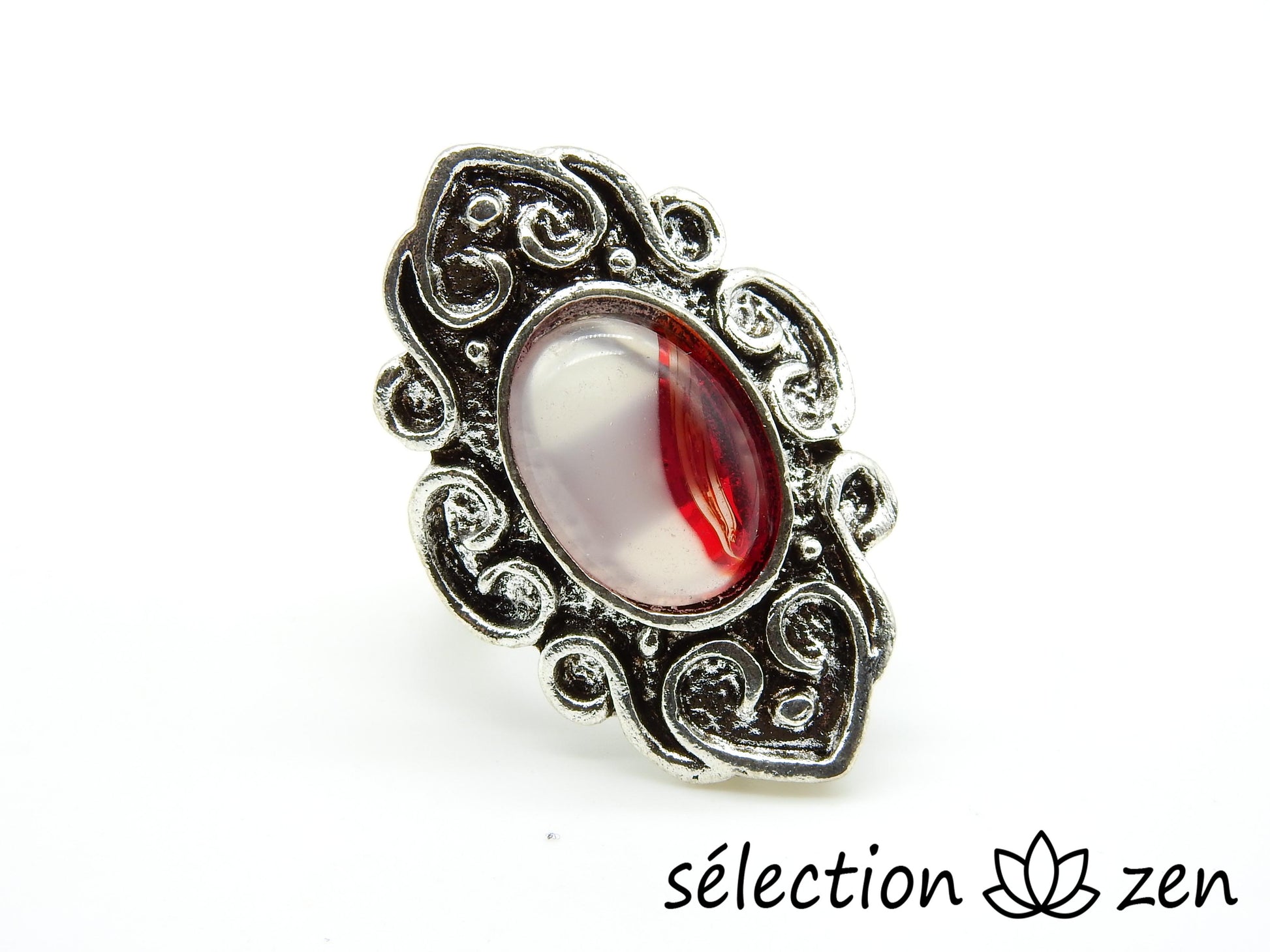 bague agate rouge réglable selection-zen