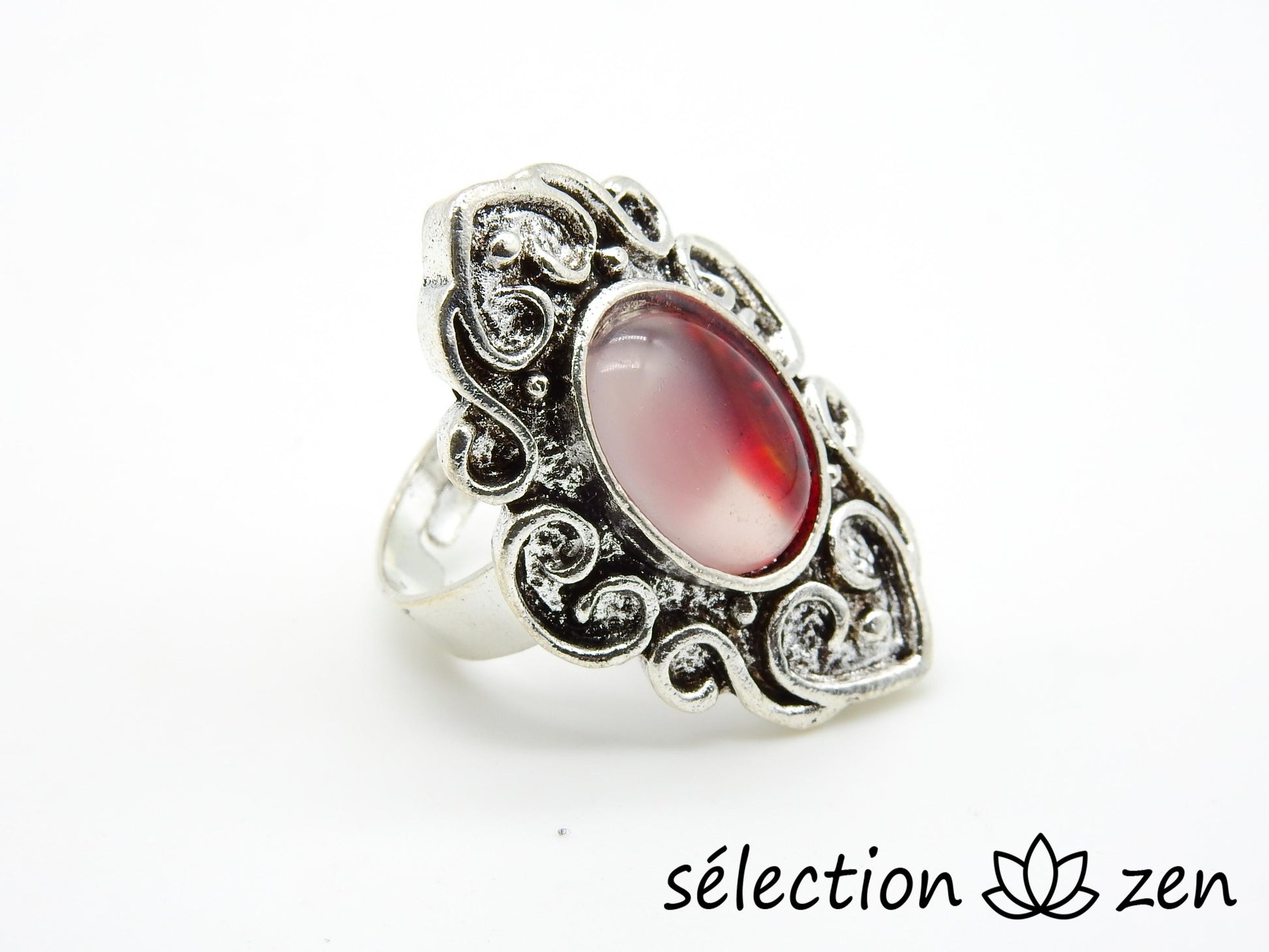 selection zen bague réglable agate rouge