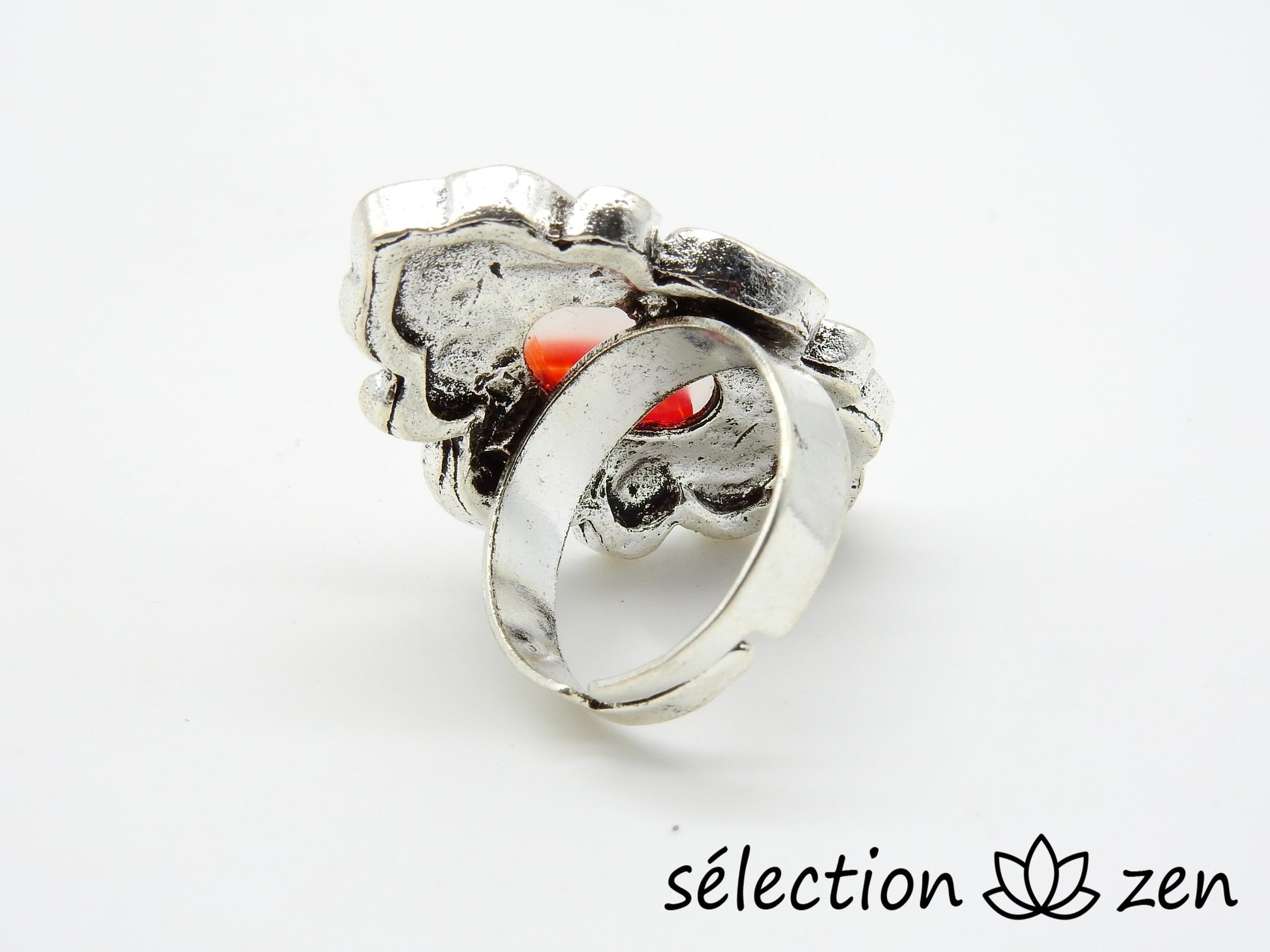 bague agate rouge réglable selection zen