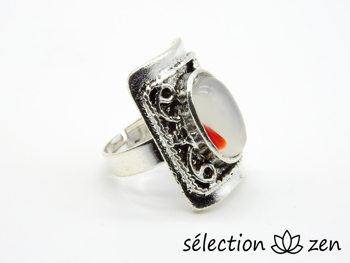 selection zen bague réglable agate rouge