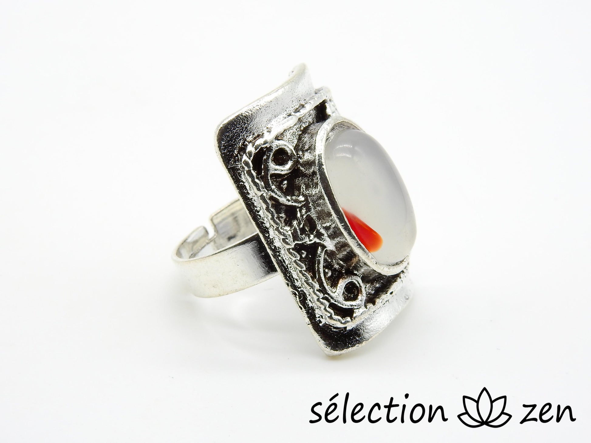 selection zen bague réglable agate rouge
