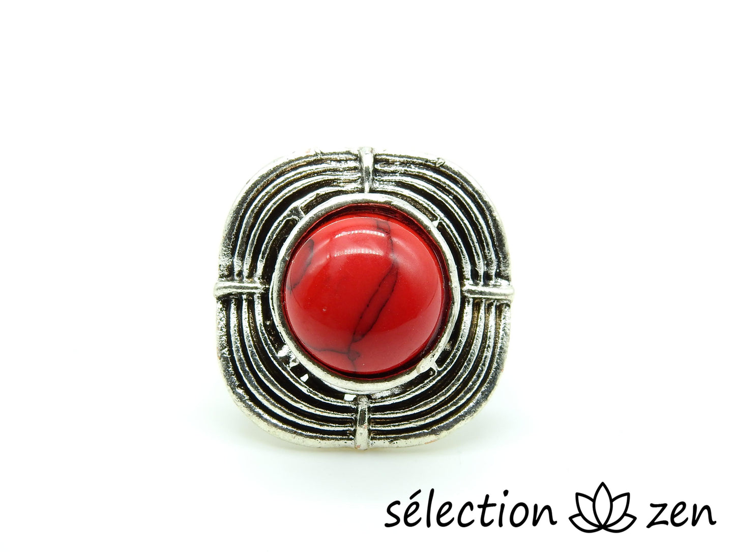 bague réglable howlite rouge selection-zen