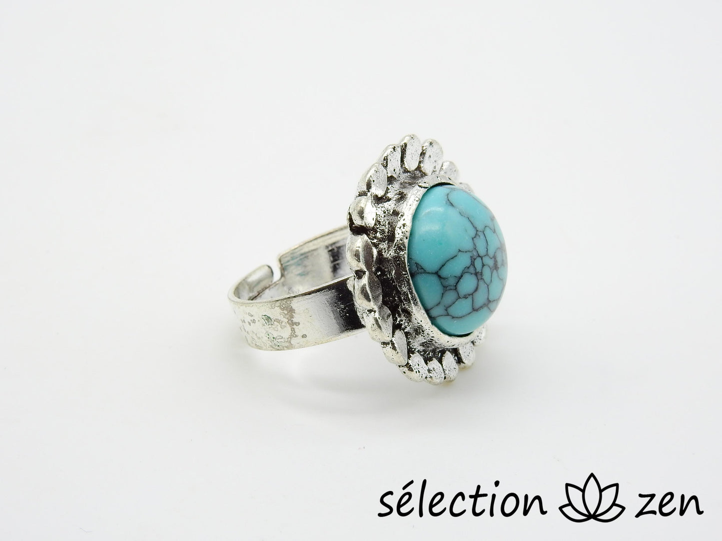 selection zen bague réglable howlite turquoise