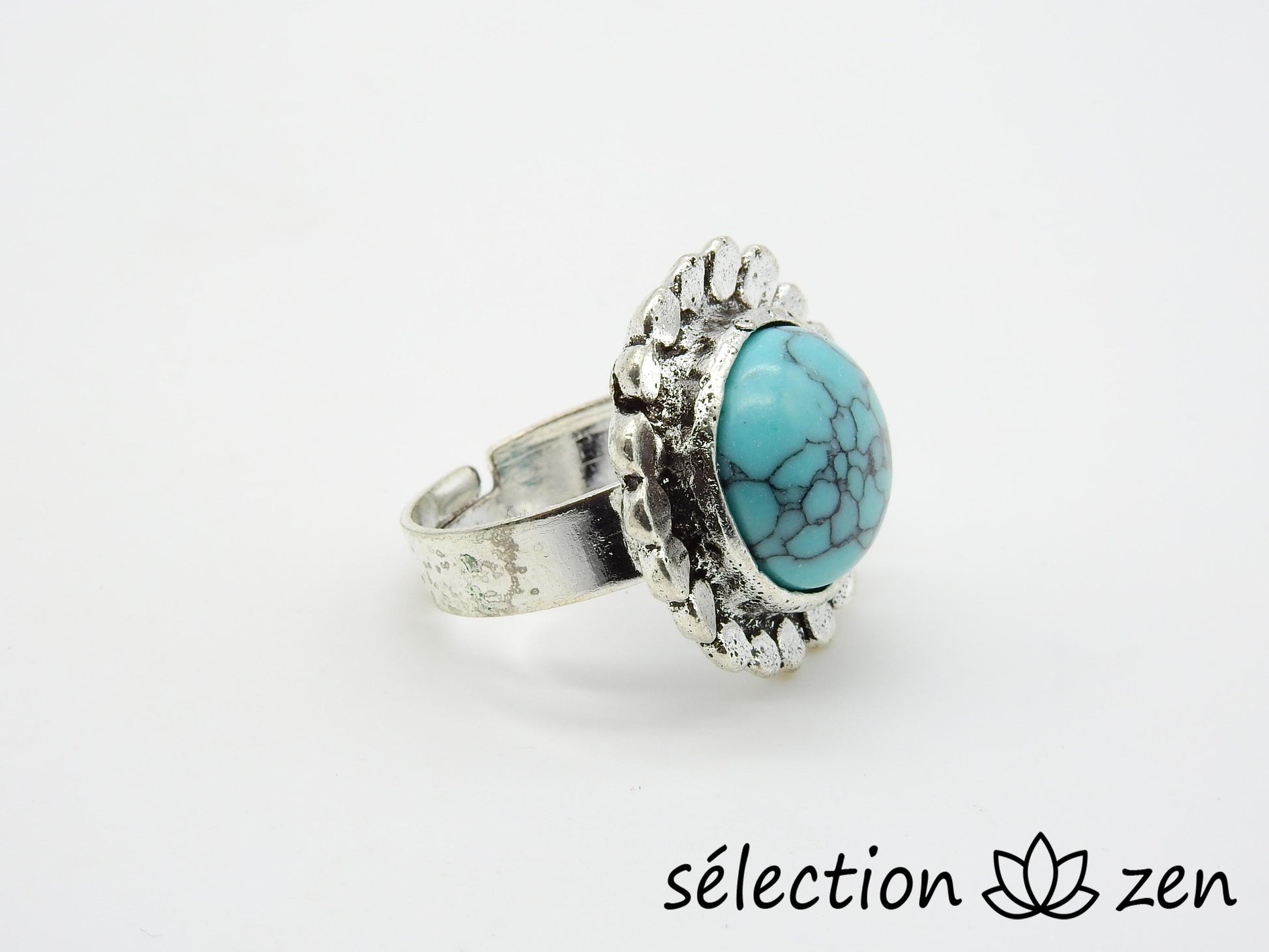 selection zen bague réglable howlite turquoise