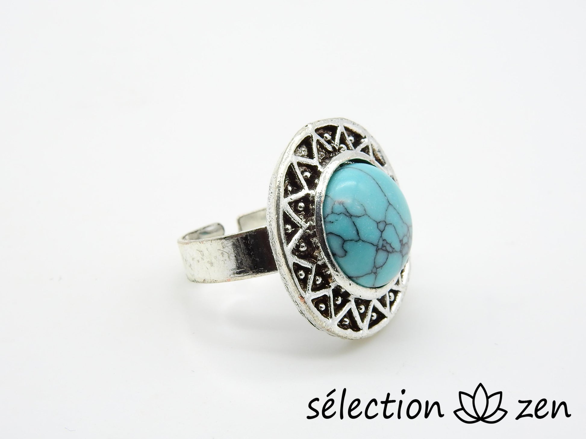 selection zen bague réglable howlite turquoise