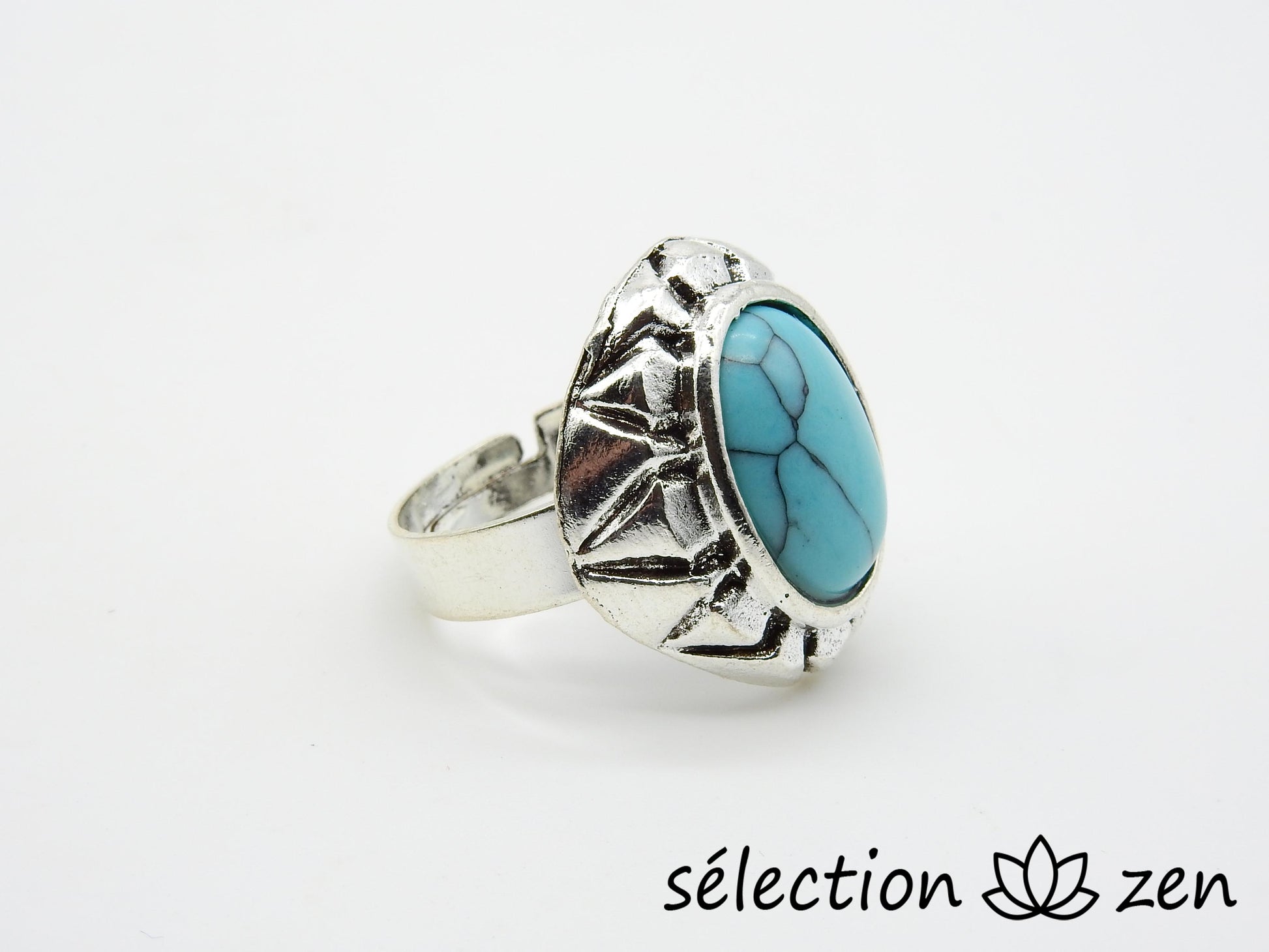 selection zen bague howlite turquoise réglable