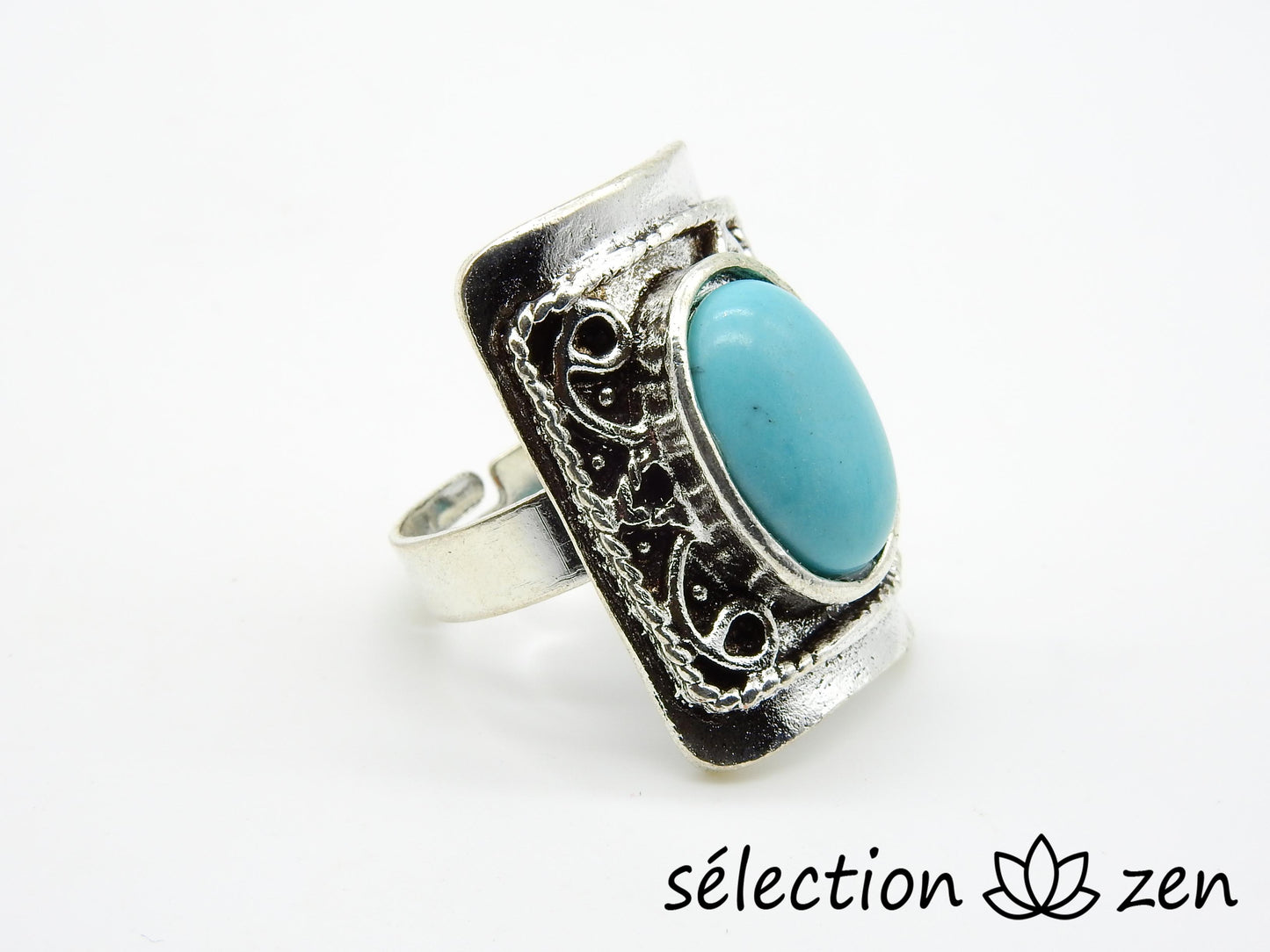 selection zen bague réglable howlite turquoise