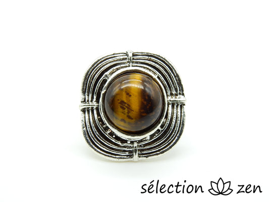 bague réglable oeil de tigre jaune selection-zen