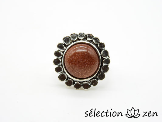 bague réglable pierre de sable marron selection-zen