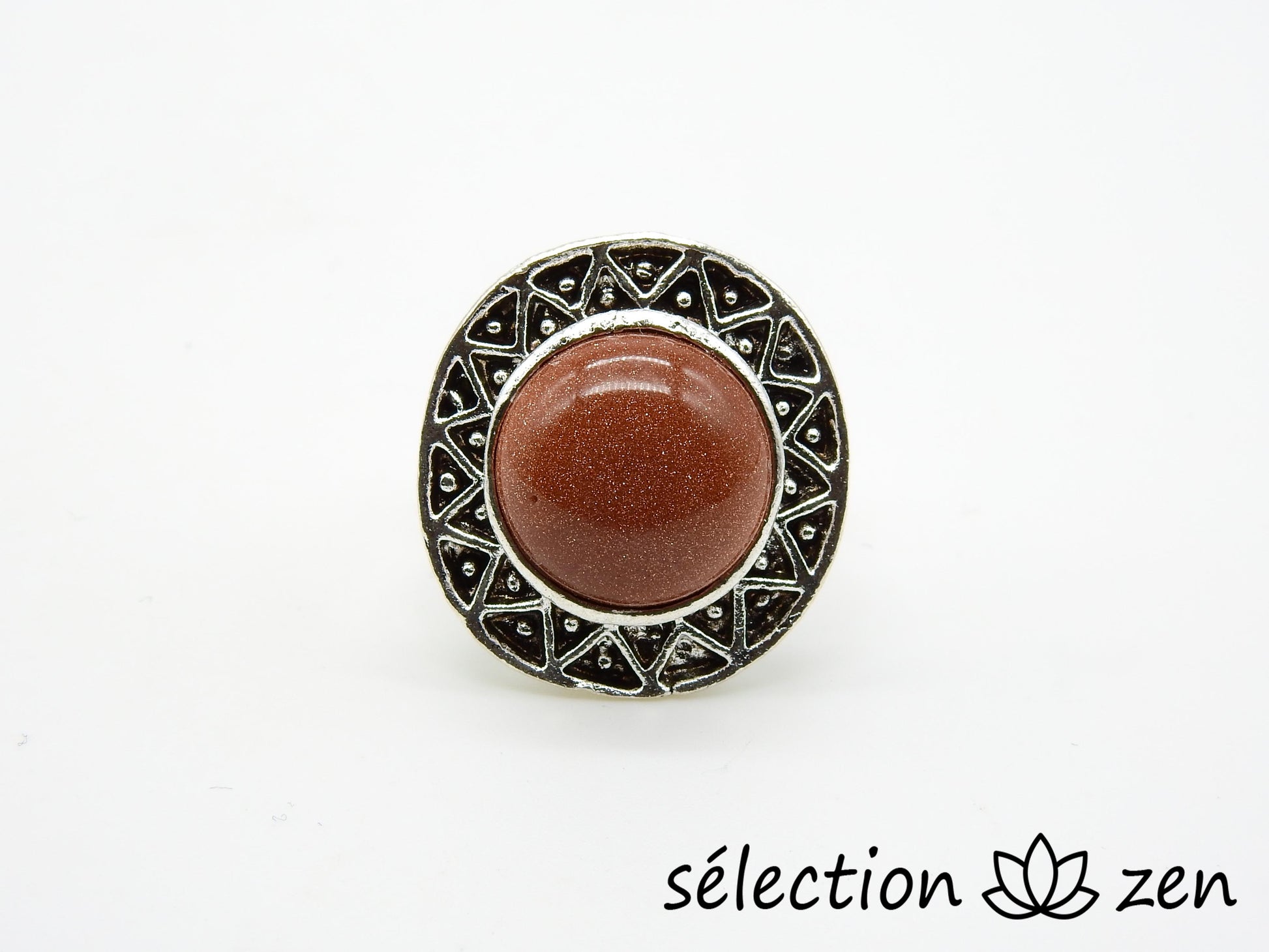 bague pierre de sable marron réglable selection-zen