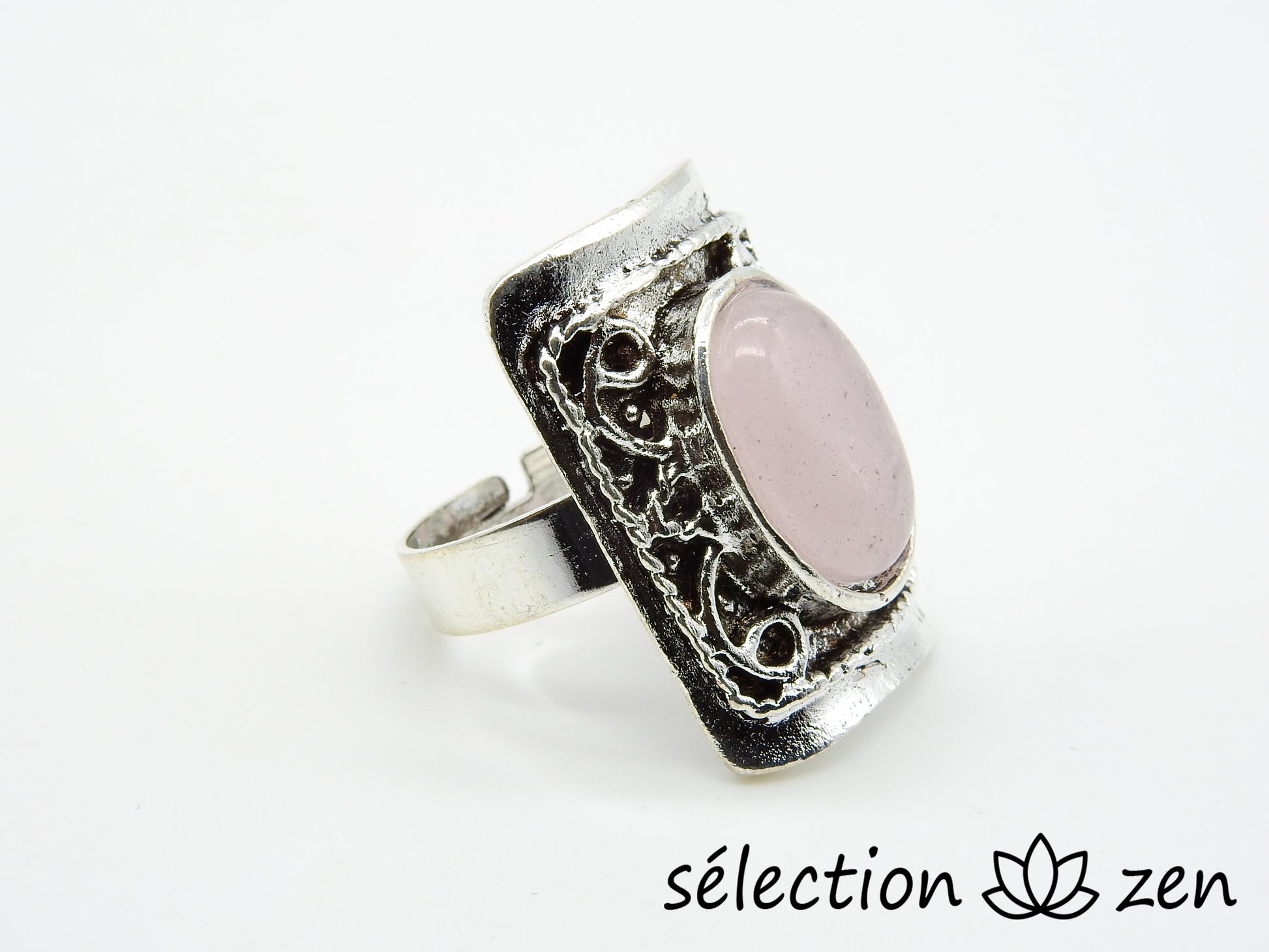 selection-zen bague quartz rose réglable