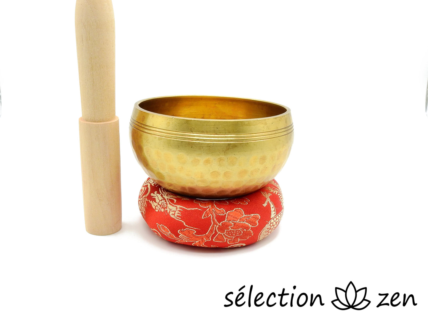 selection zen bol chantant tibétain avec maillet bois clair