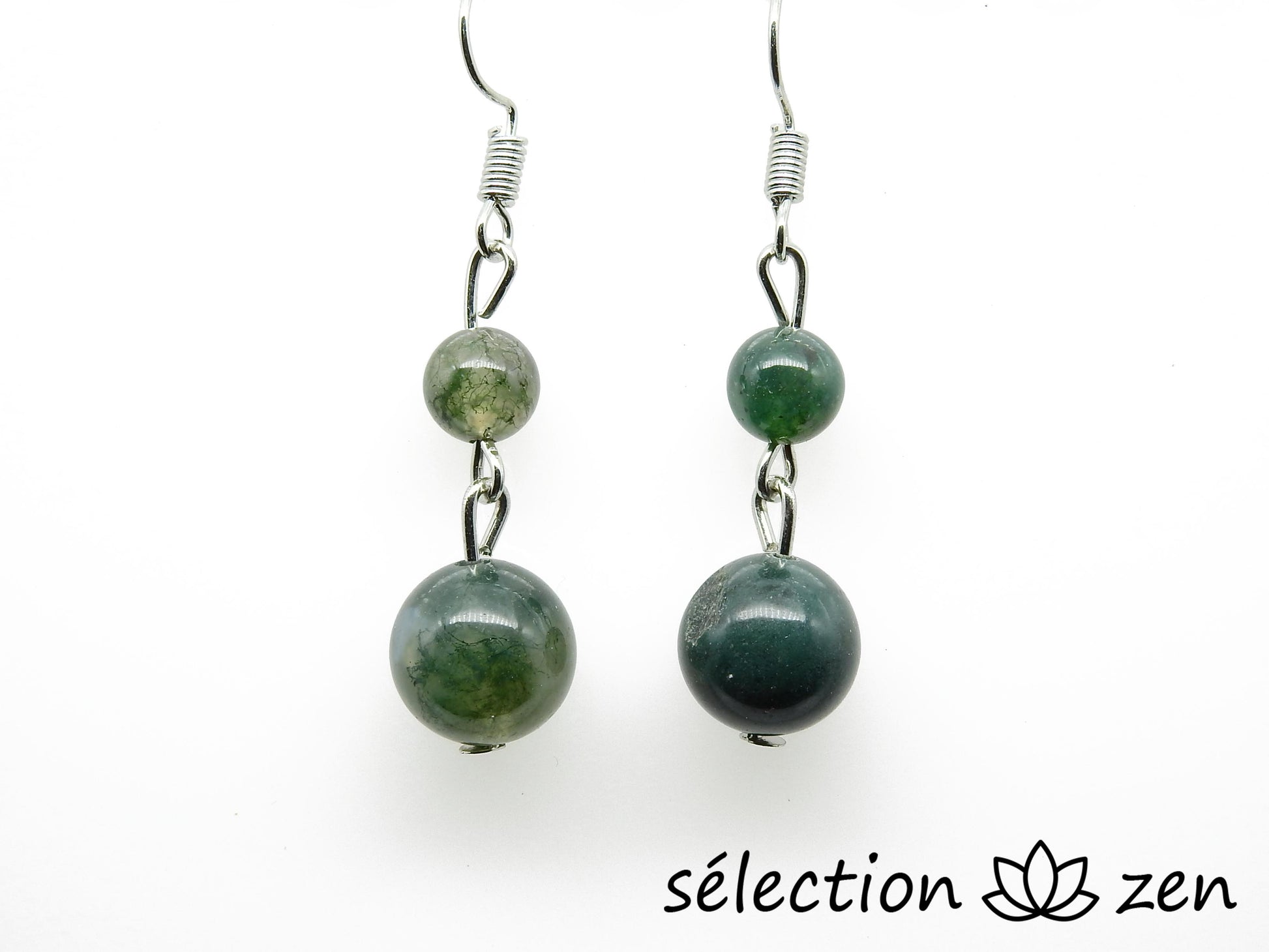 agate mousse boucles d'oreilles 2 perles selection-zen