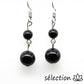 boucles d'oreilles agate noire 2 perles selection-zen