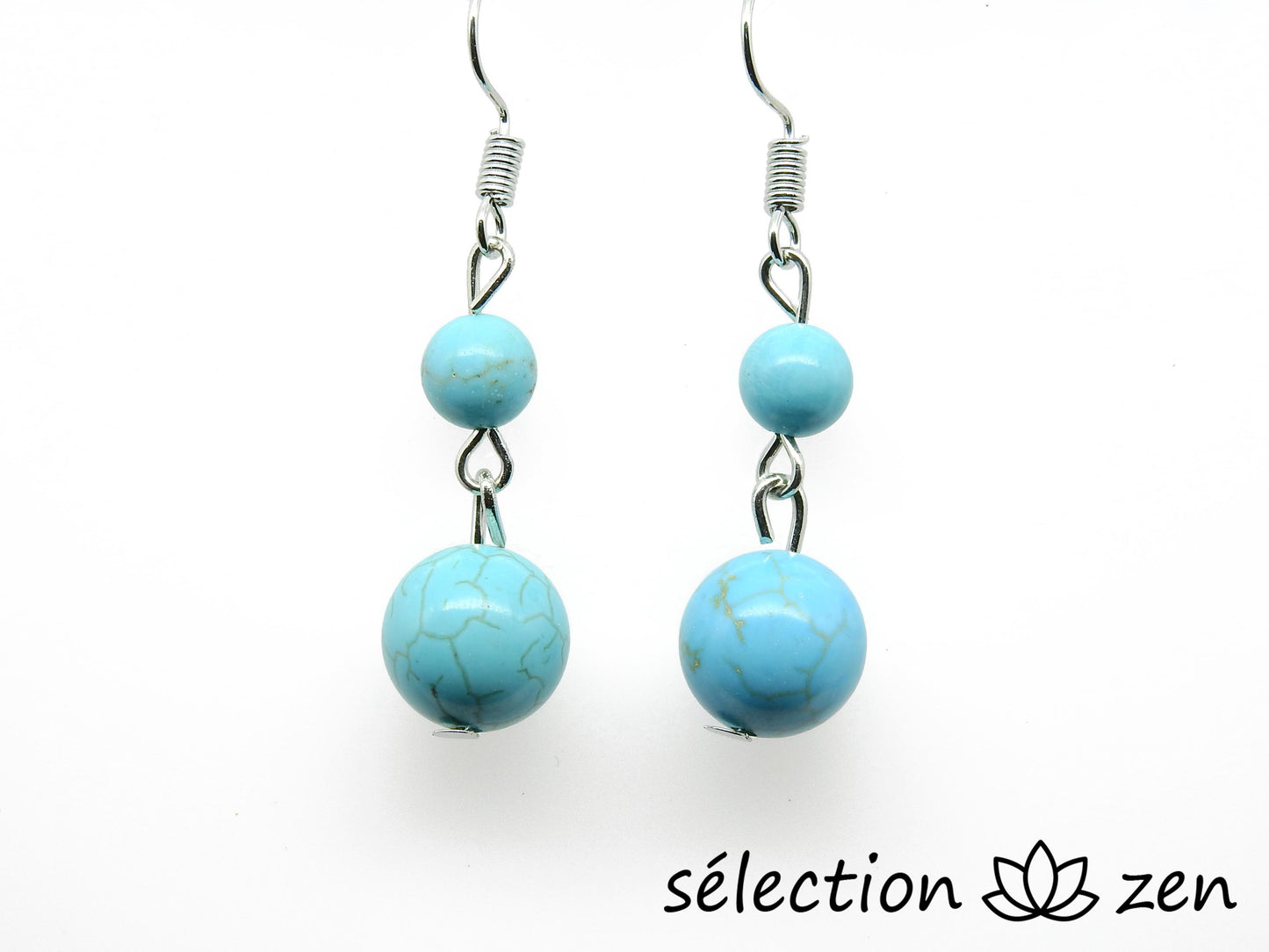 boucles d'oreilles 2 perles howlite turquoise selection-zen