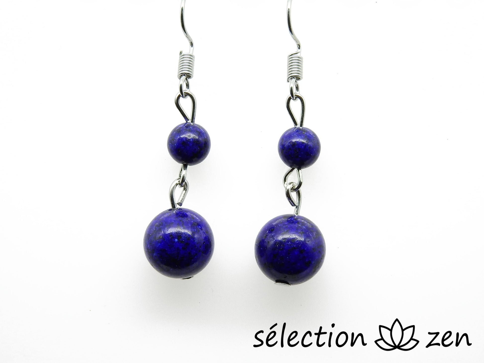 lapis lazuli boucles d'oreilles 2 perles selection-zen