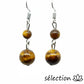 boucles d'oreilles 2 perles oeil de tigre jaune selection zen