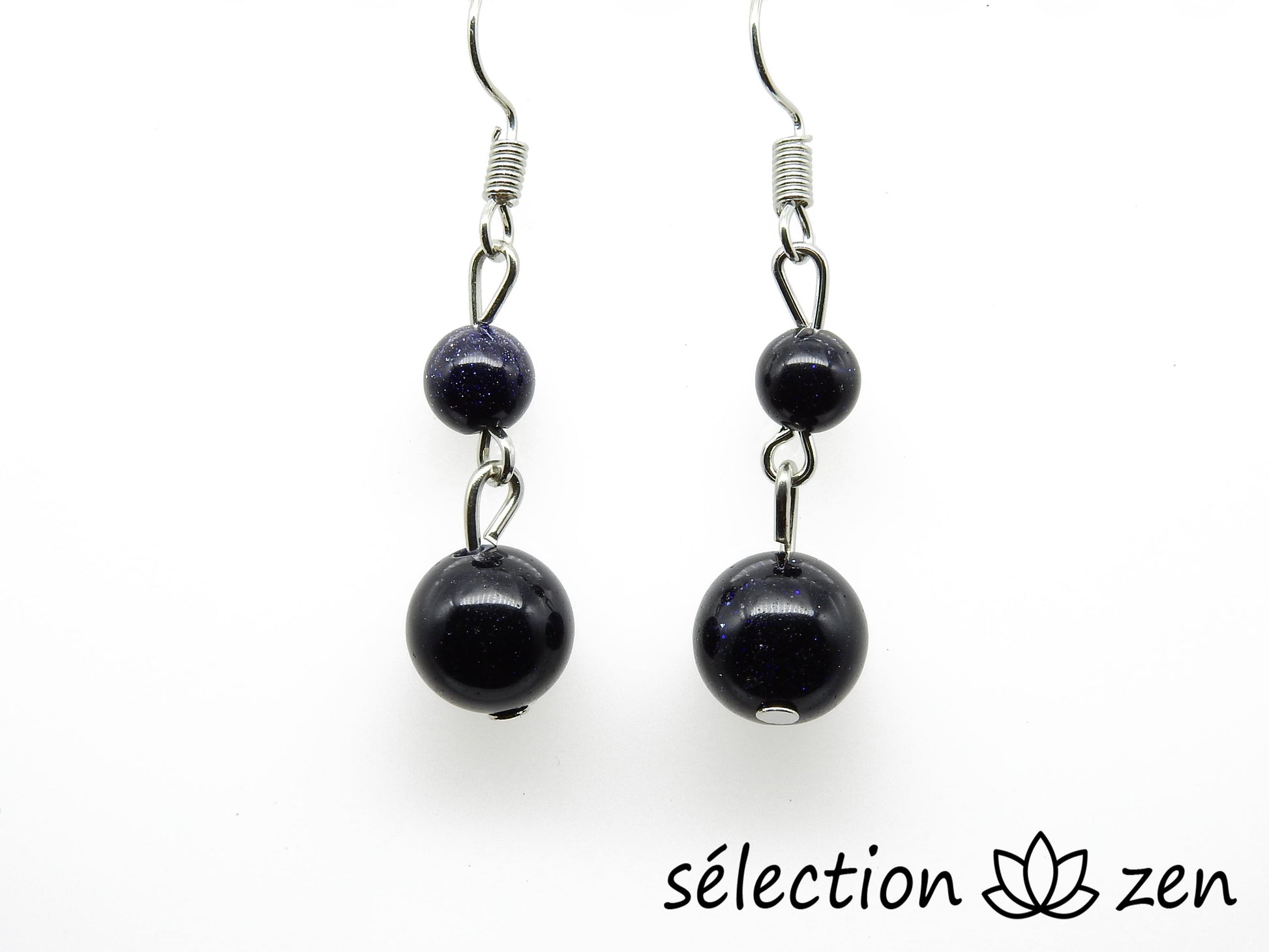 boucles d'oreilles pierre de sable bleu 2 perles selection-zen