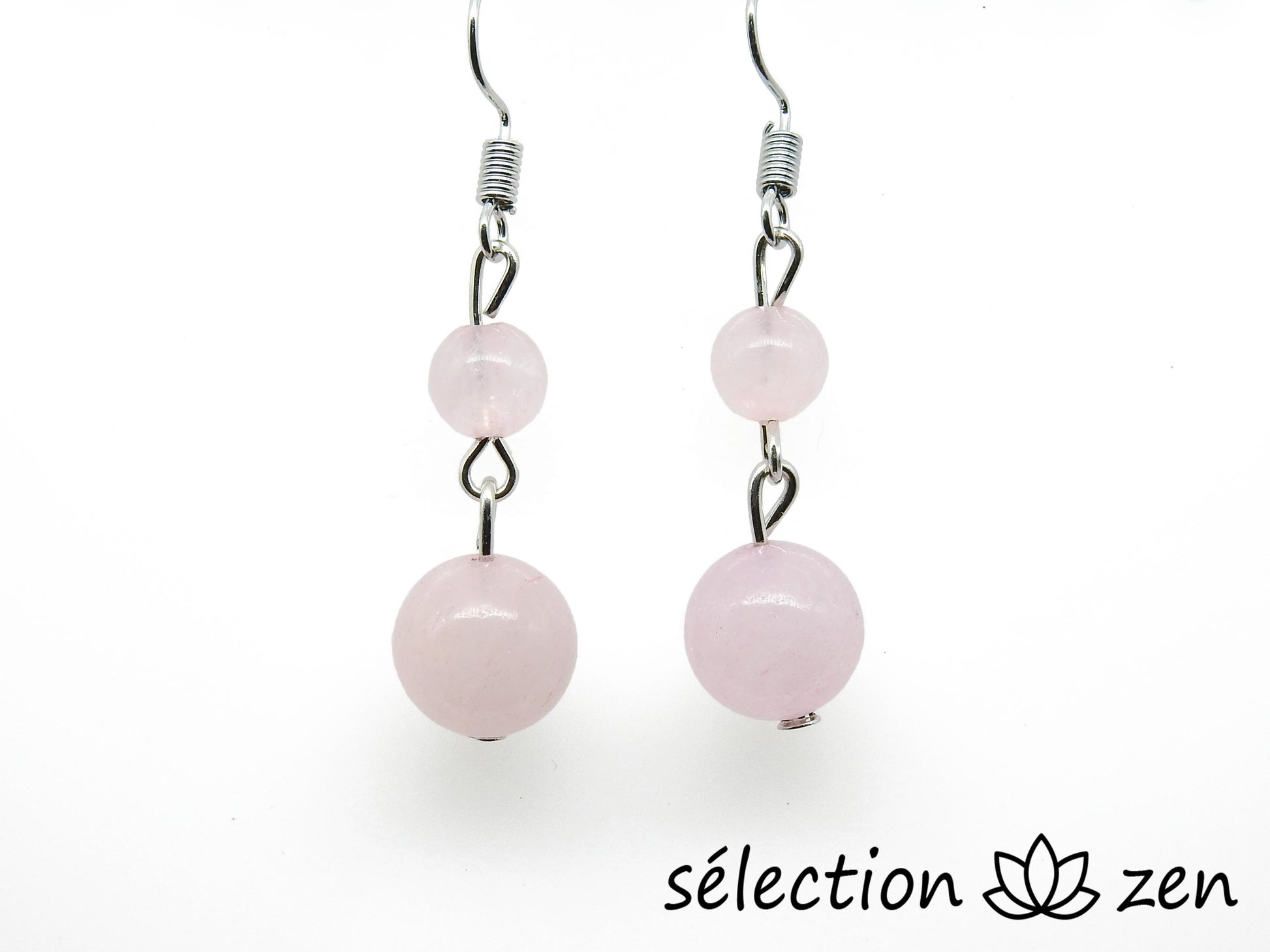 boucles d'oreilles quartz rose 2 perles selection-zen