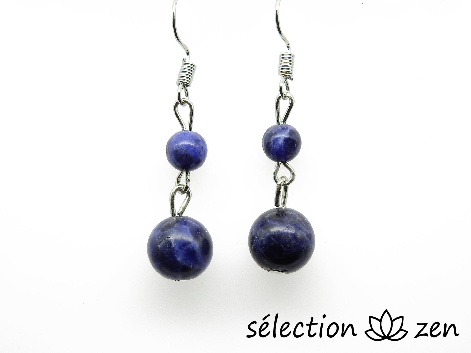 boucles d'oreilles sodalite 2 perles selection-zen