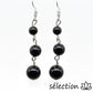 boucles d'oreilles agate noire 3 perles selection-zen