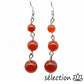 boucles d'oreilles agate rouge 3 perles selection-zen