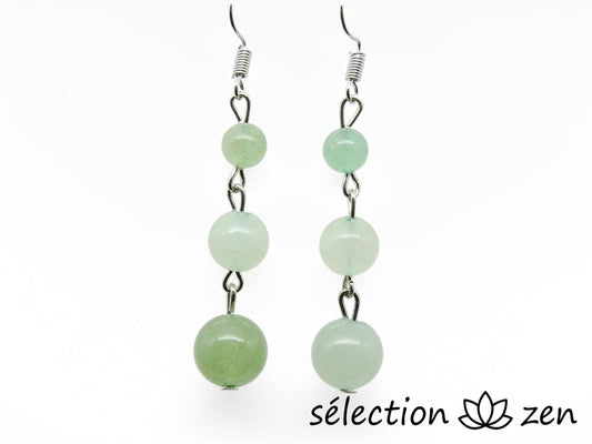 boucles d'oreilles aventurine 3 perles selection-zen