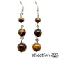 boucles d'oreilles 3 perles oeil de tigre jaune selection-zen