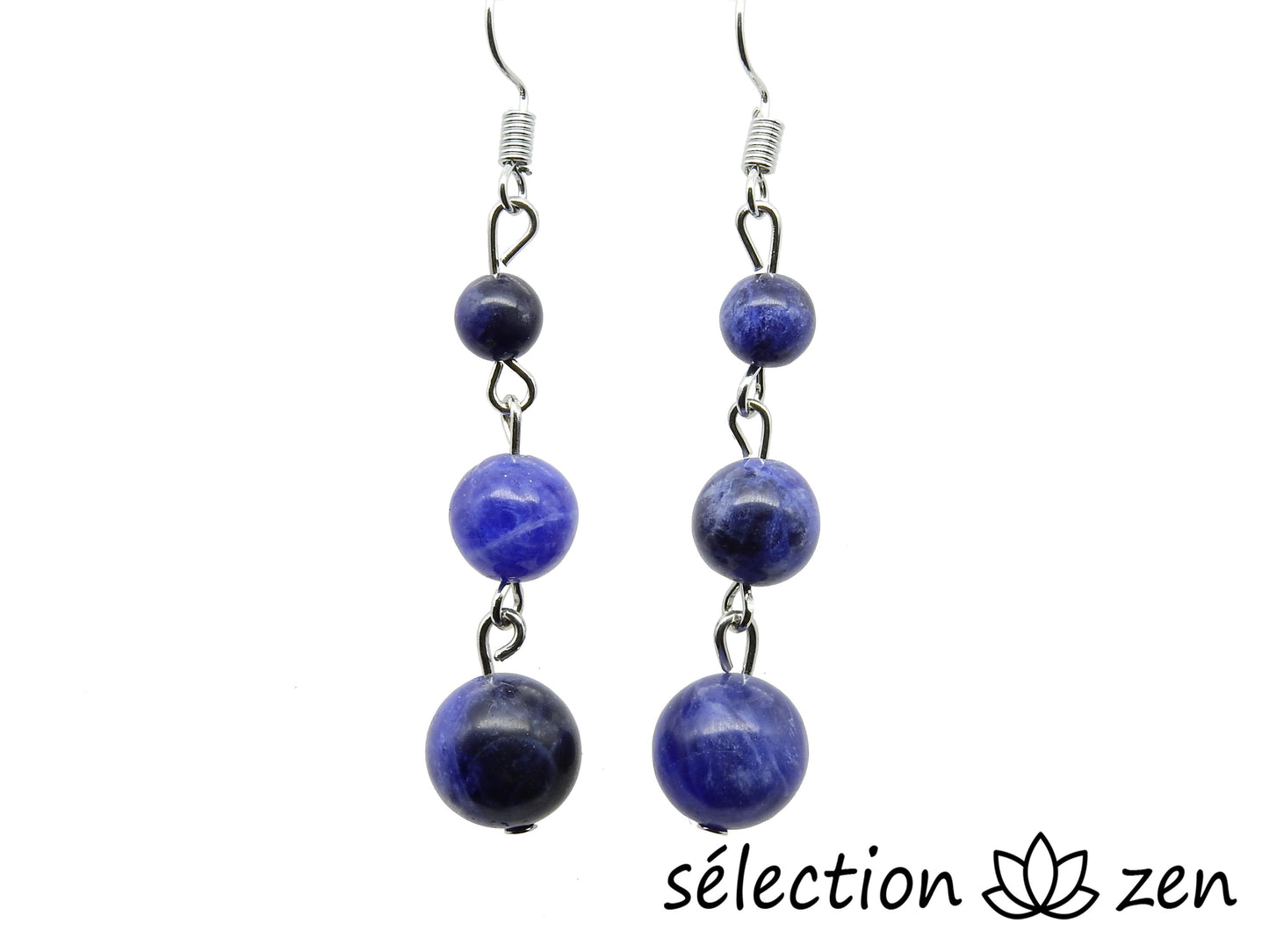 boucles d'oreilles sodalite 3 perles selection-zen