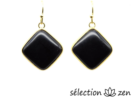 boucles d'oreilles agate noire élégance selection zen