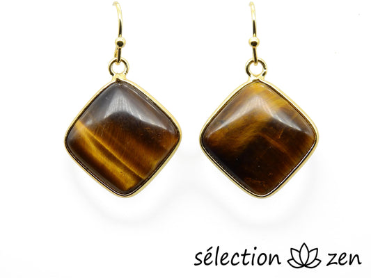 boucles d'oreilles œil de tigre jaune selection zen