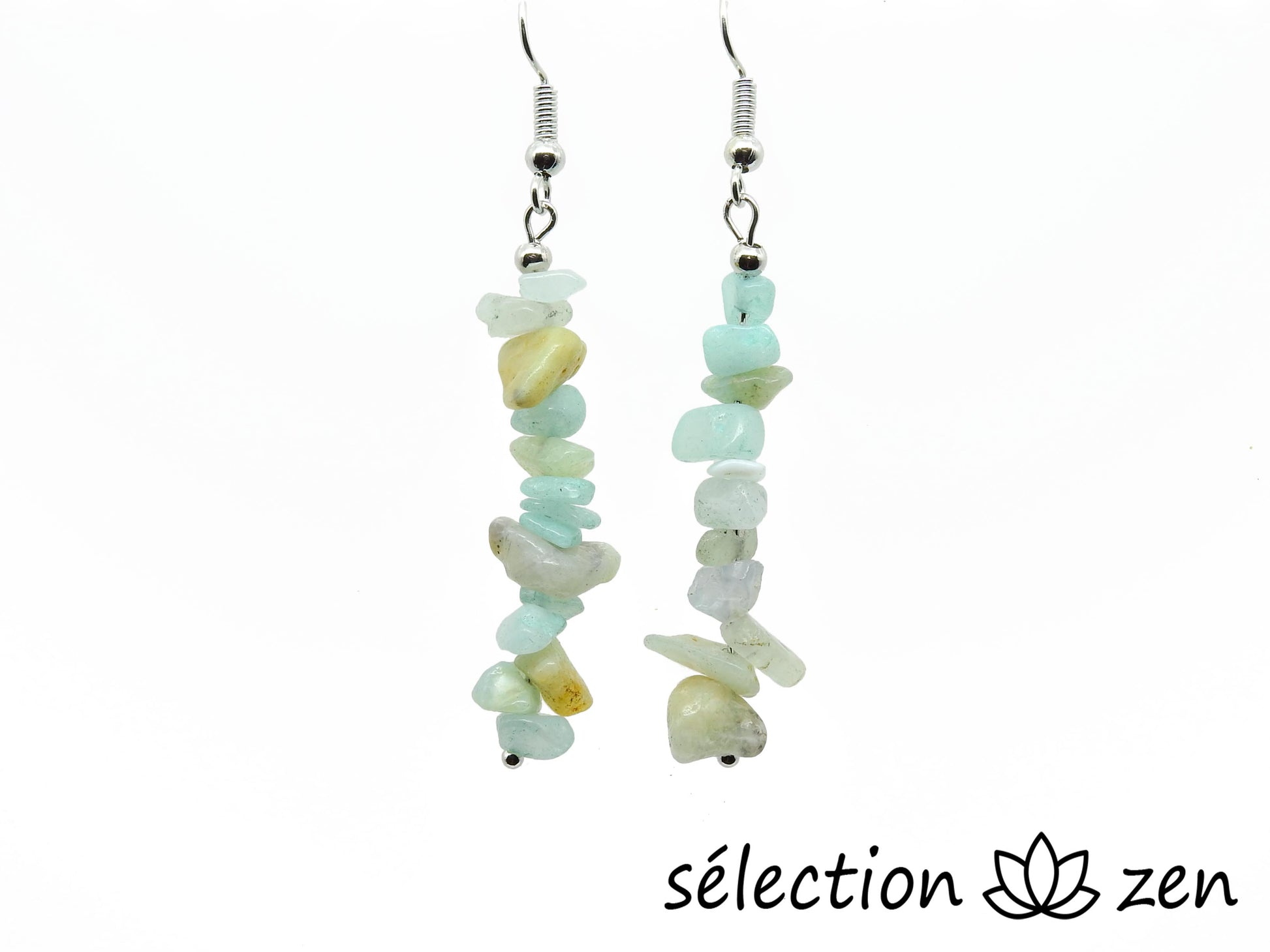 boucles d'oreilles pierres irrégulières amazonite selection-zen