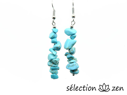 boucles d'oreilles pierres irrégulières howlite turquoise selection-zen