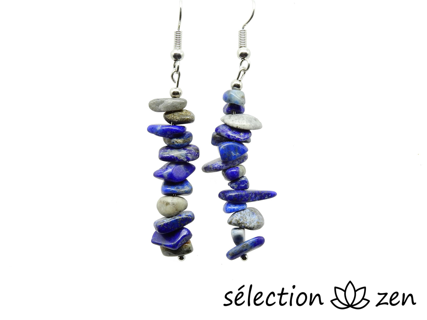 boucles d'oreilles pierres irrégulières lapis lazuli selection-zen