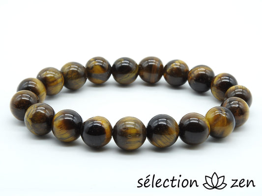 bracelet oeil de tigre jaune 10mm selection-zen