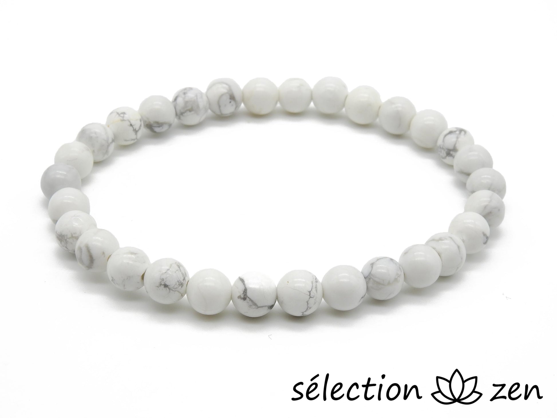 bracelet howlite blanche 6mm selection-zen