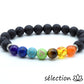 bracelet 7 chakras 8mm argenté pierre de lave selection-zen