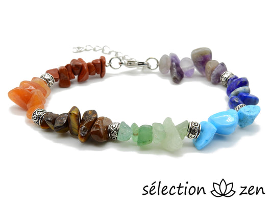 bracelet 7 chakras réglable pierres irrégulières selection zen