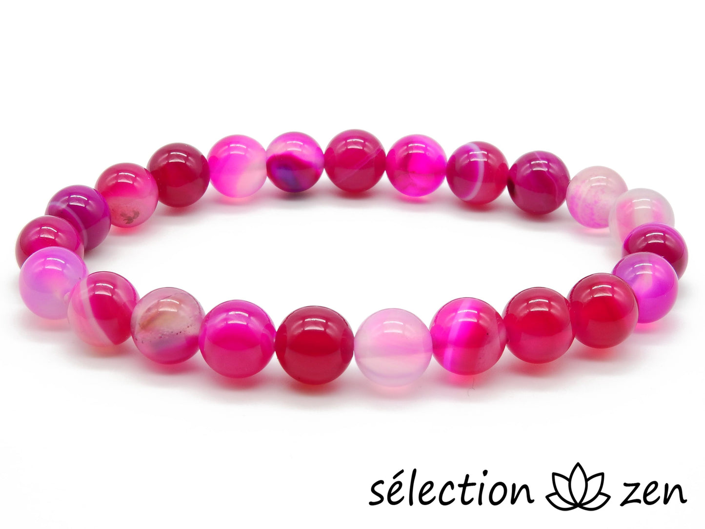 bracelet agate rose 8mm selection-zen