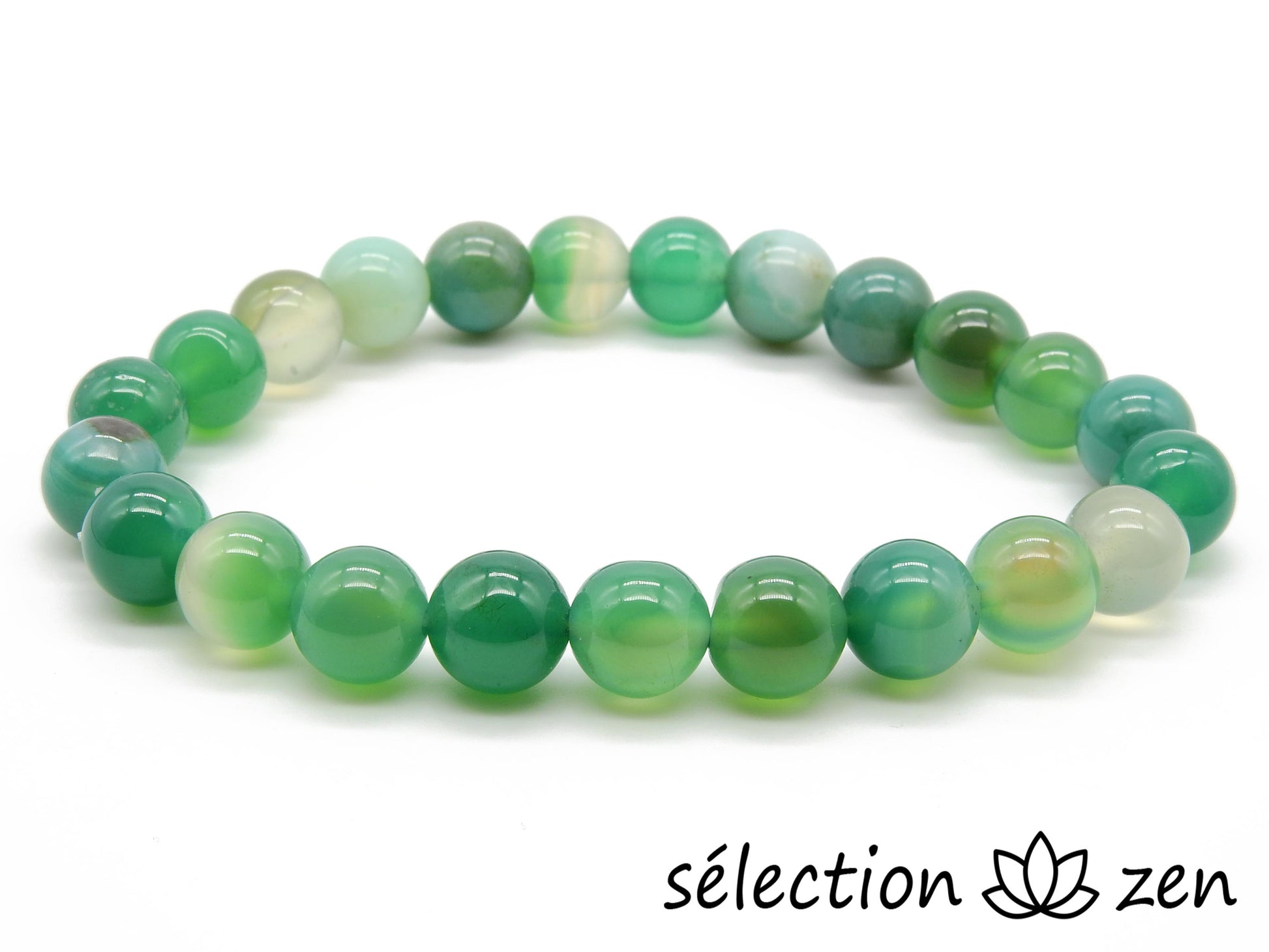 bracelet agate verte 8mm selection-zen