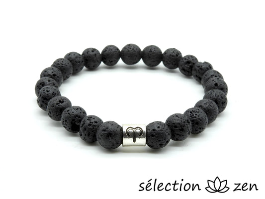 bracelet astro bélier pierre de lave 8mm 20cm selection-zen