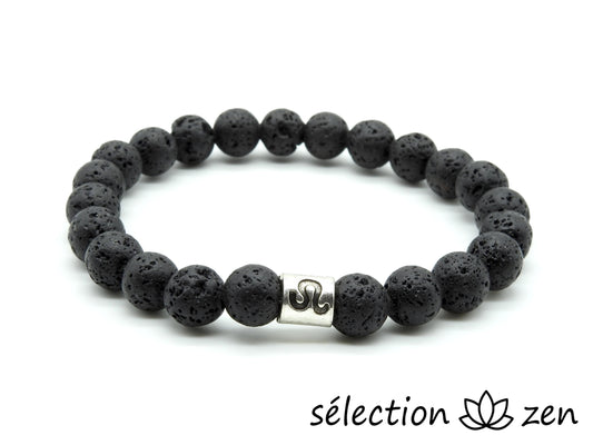 bracelet astro lion pierre de lave 8mm 20cm selection-zen