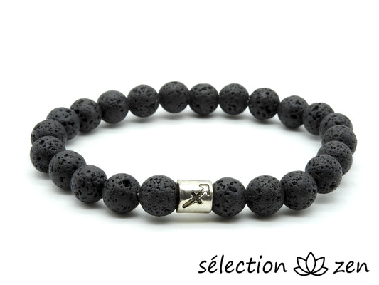 bracelet astro sagittaire pierre de lave 8mm 20cm selection-zen