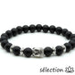 bracelet bouddha argenté onyx noir mat 8mm 19cm selection-zen